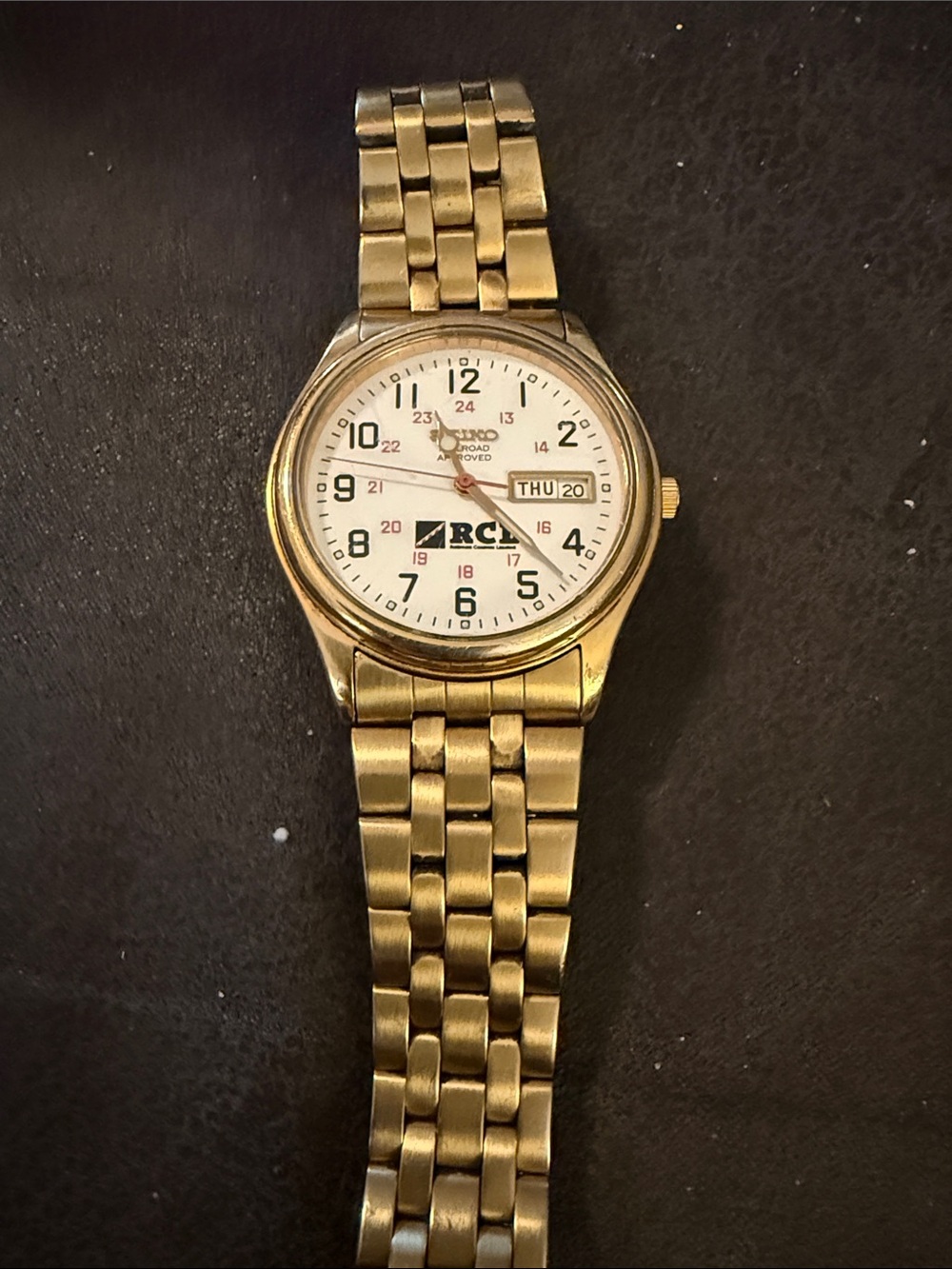 Seiko Gold Men’s Bracelet Watch with White Dial railroad approved